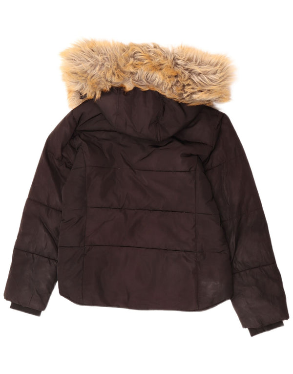 Jachetă căptușită cu glugă Topshop pentru femei UK 4 XS Poliester negru