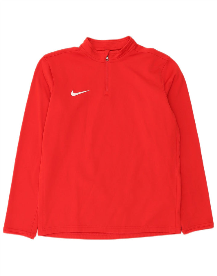 Nike Băieți Dri Fit Zip Neck Pullover Trening Top 13-14 Ani XL Roșu