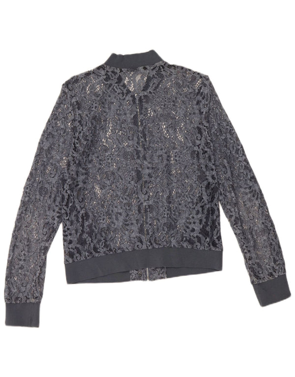 Top cardigan cu vedere prin cap pentru femei Zara UK 12 Medium Blue Floral