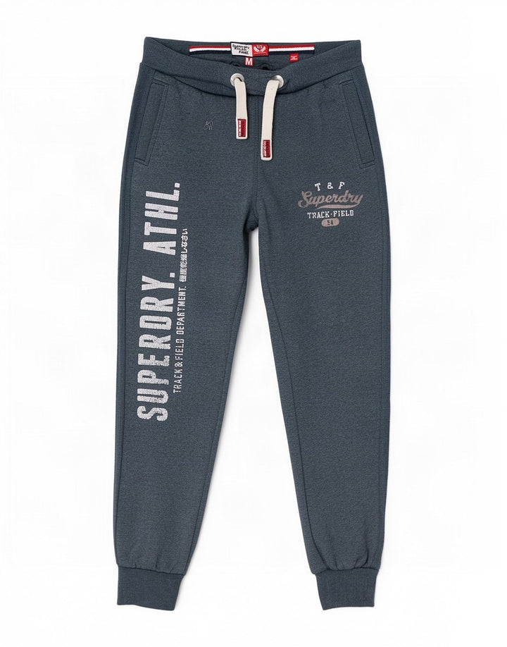 Pantaloni de trening grafic pentru bărbați Superdry Pantaloni de jogging, bumbac gri mediu