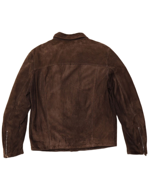 Jachetă vintage pentru femei de piele intoarsa UK 12 maro mediu din piele
