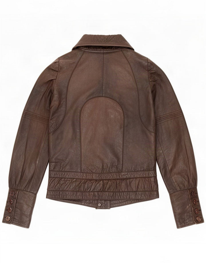 Numph Jachetă de piele pentru femei UK 8 Small Brown Classic