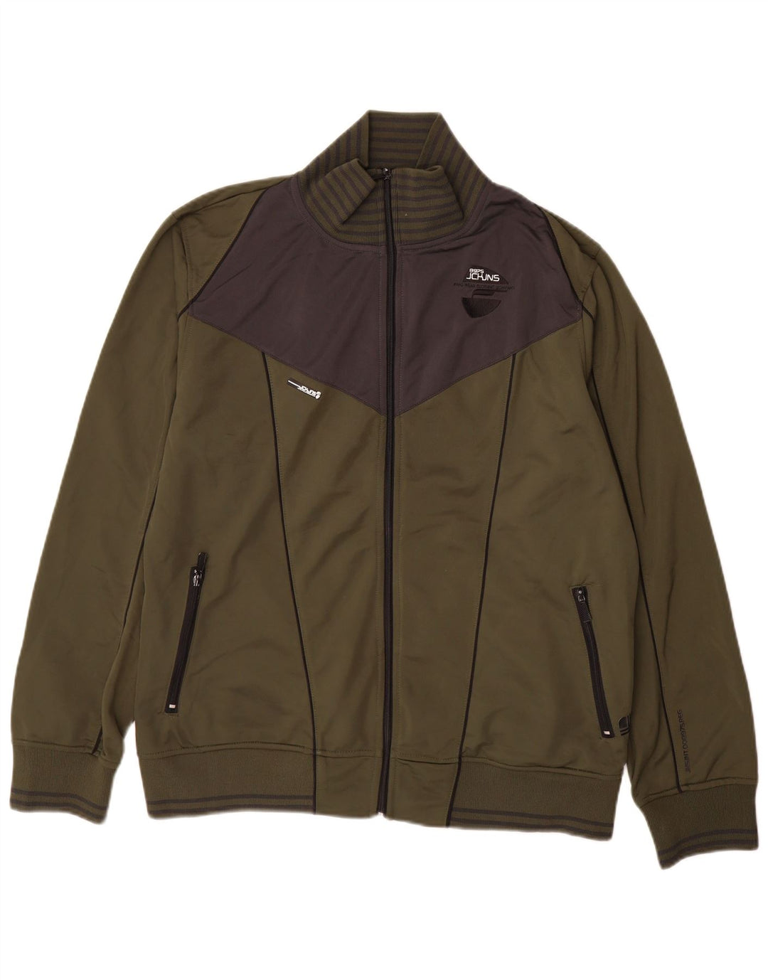 Jack & Jones Jachetă de trening grafică pentru bărbați 2XL Kaki Colorblock