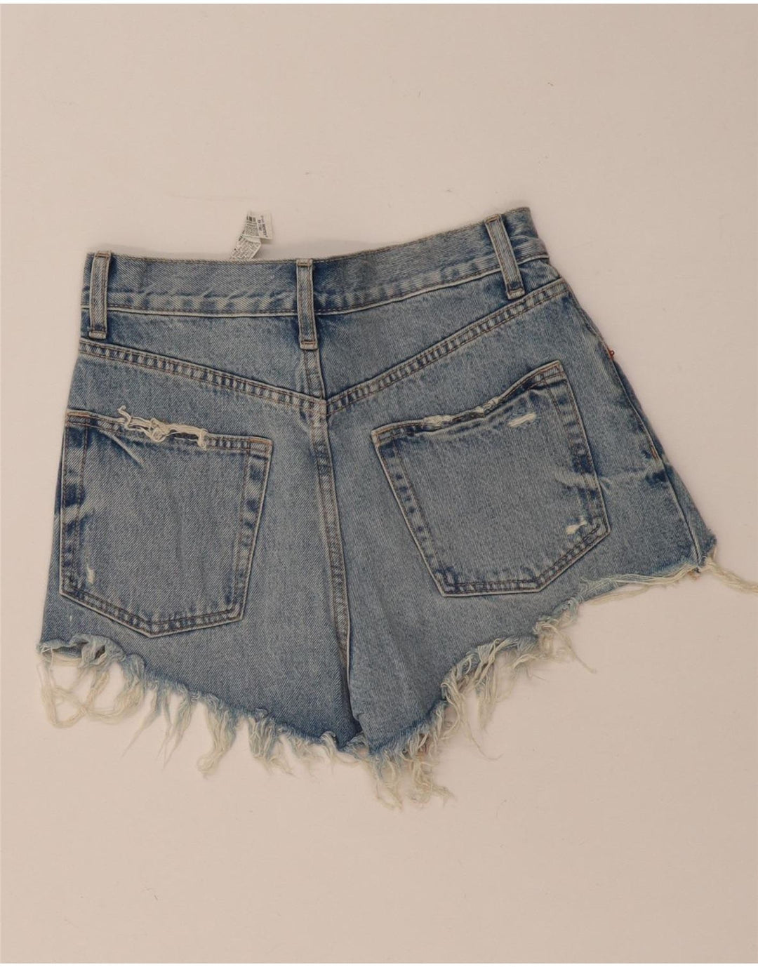 ZARA Pantaloni scurți din denim învechit cu talie înaltă pentru femei EU 34 2XS W24 Bumbac albastru