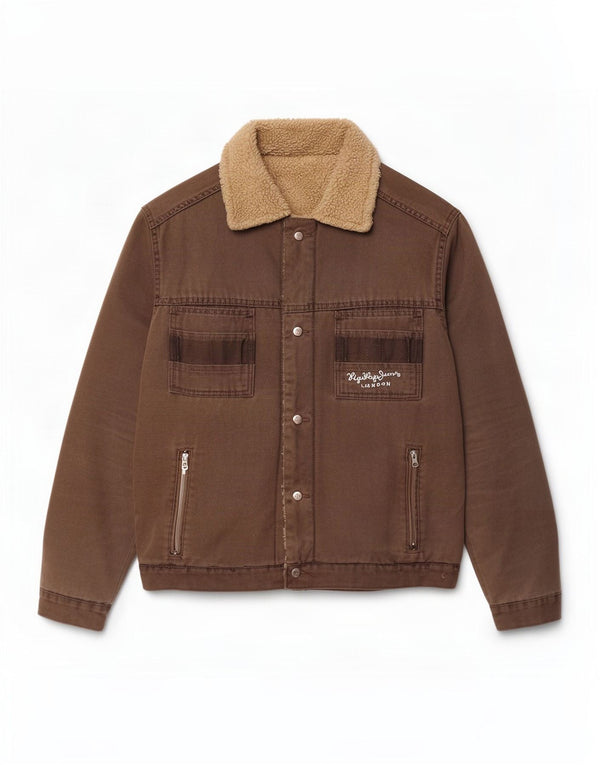 Jachetă vintage pentru bărbați Sherpa Bomber UK 38 Medium Khaki Colorblock