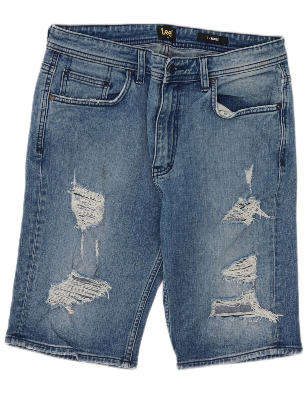 Pantaloni scurți din denim învechit pentru bărbați Lee W32, bumbac albastru mediu