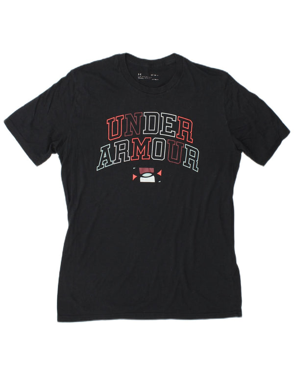 Tricou grafic Under Armour pentru bărbați Heat Gear Top mediu din bumbac bleumarin
