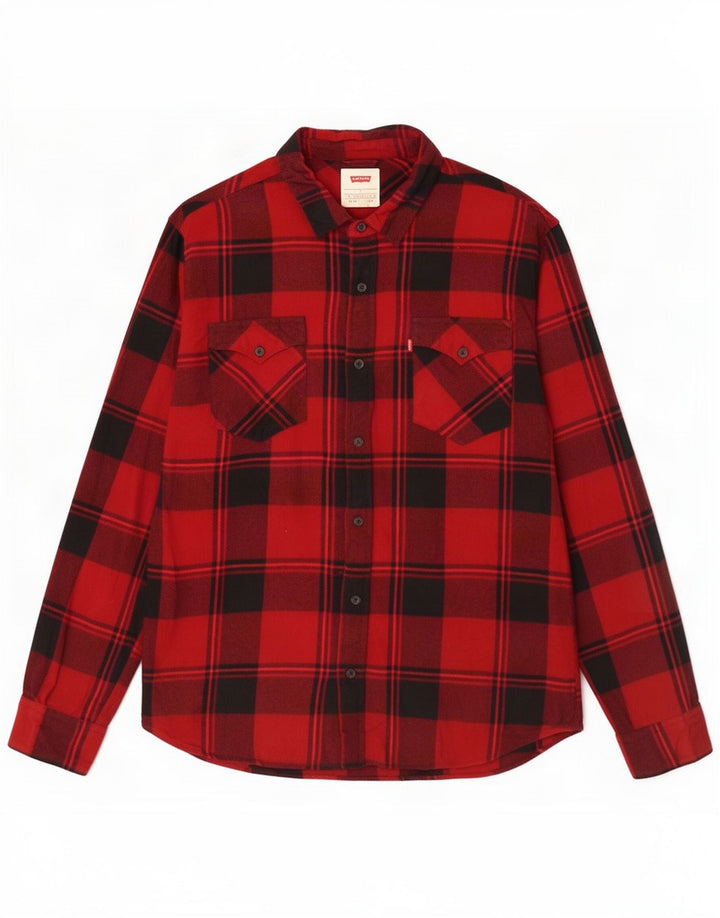 Cămașă de flanel pentru bărbați Levi's, bumbac cu carouri mari, roșii