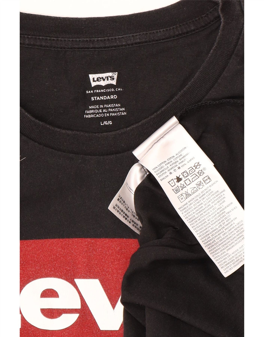 Tricou cu mânecă lungă, mare, negru, pentru bărbați Levi's, cu croială standard