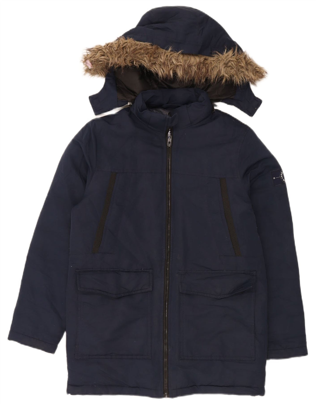 Jack & Jones Boys Hooded Padded Coat 13-14 Years Navy Blue Polyester