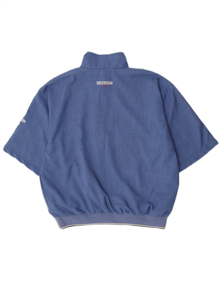 Top de trening Lyle & Scott pentru bărbați, cu mânecă scurtă, cu fermoar, cu gât, albastru mediu