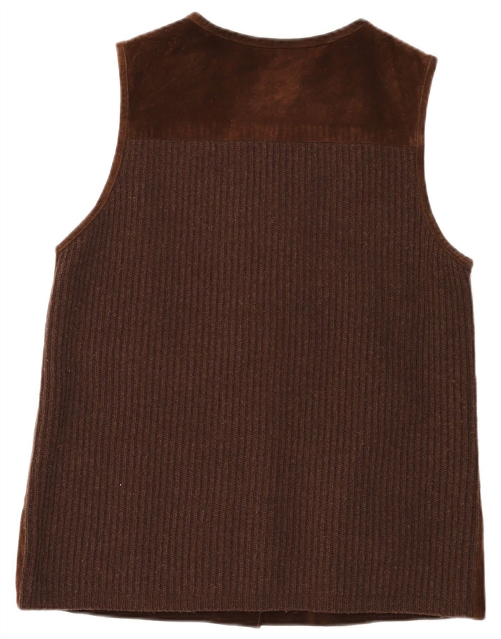 Esprit Gilet de piele intoarsa pentru femei UK 14 Medium Brown Leather
