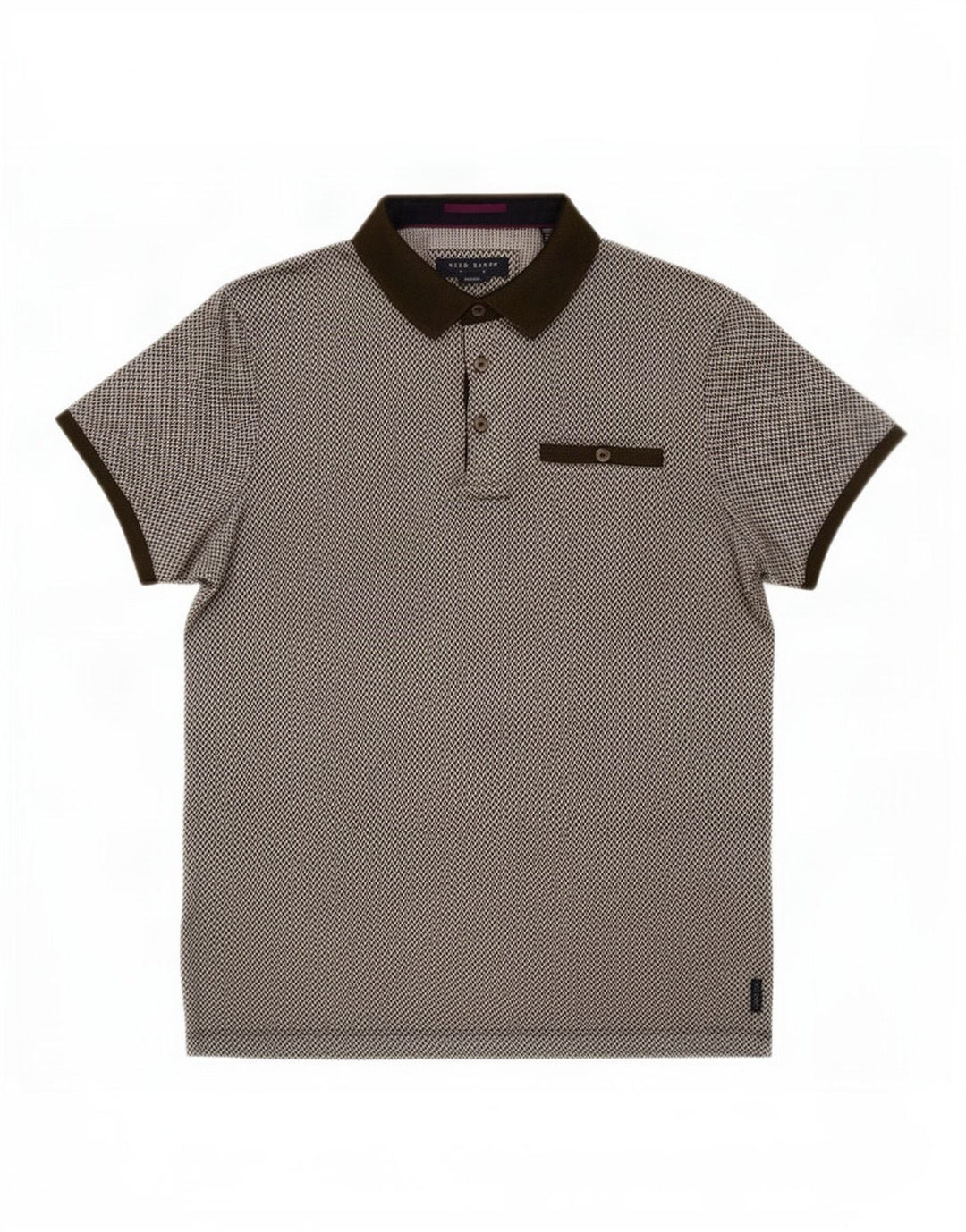 Tricou polo pentru bărbați Ted Baker Mărimea 3 Mediu Kaki Bumbac Geometric