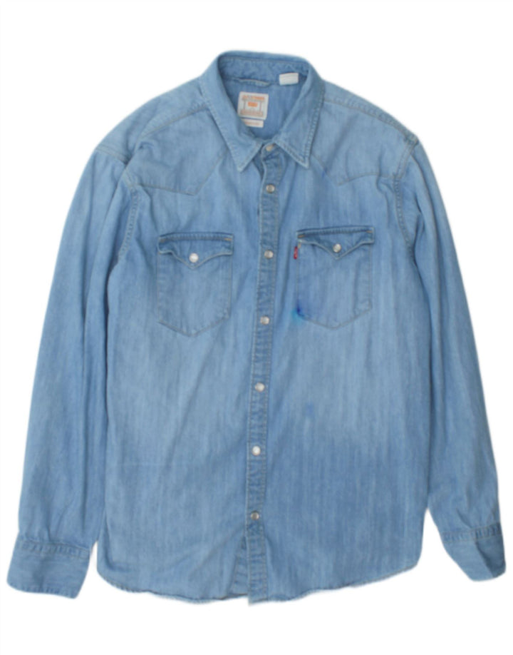 Cămașă Levi's pentru bărbați, cu ajustare standard, din denim, mare, albastru, bumbac