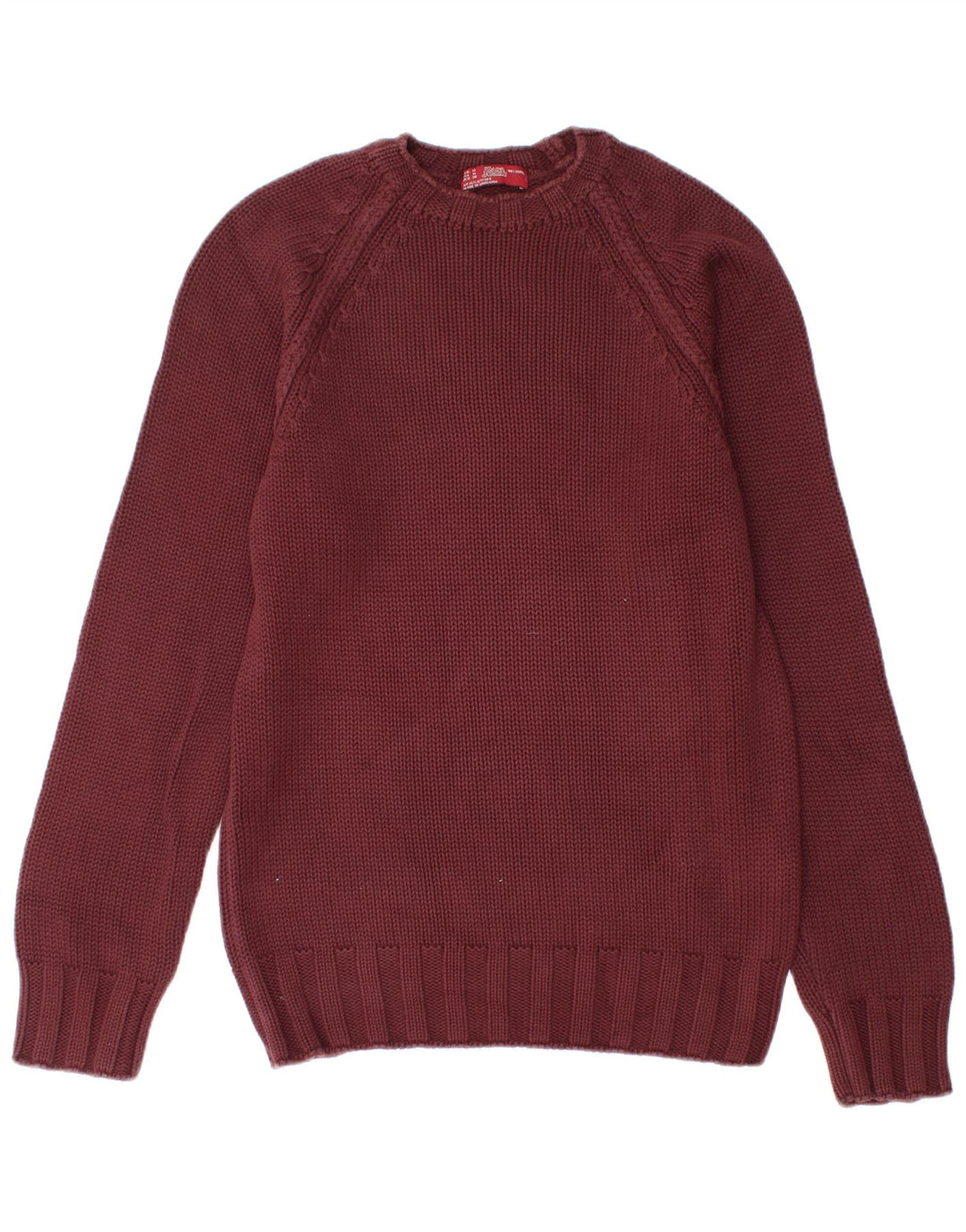 Pulover pentru bărbați Zara, cu gât crew, bumbac mediu burgundă