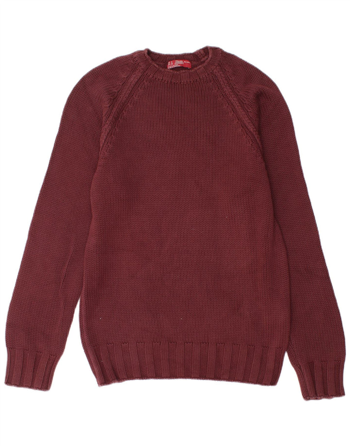 Pulover pentru bărbați Zara, cu gât crew, bumbac mediu burgundă