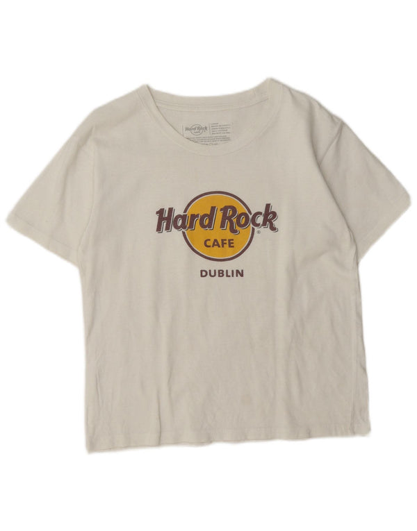 Hard Rock Cafe Dublin Tricou grafic Top UK 14 Mare Bumbac alb