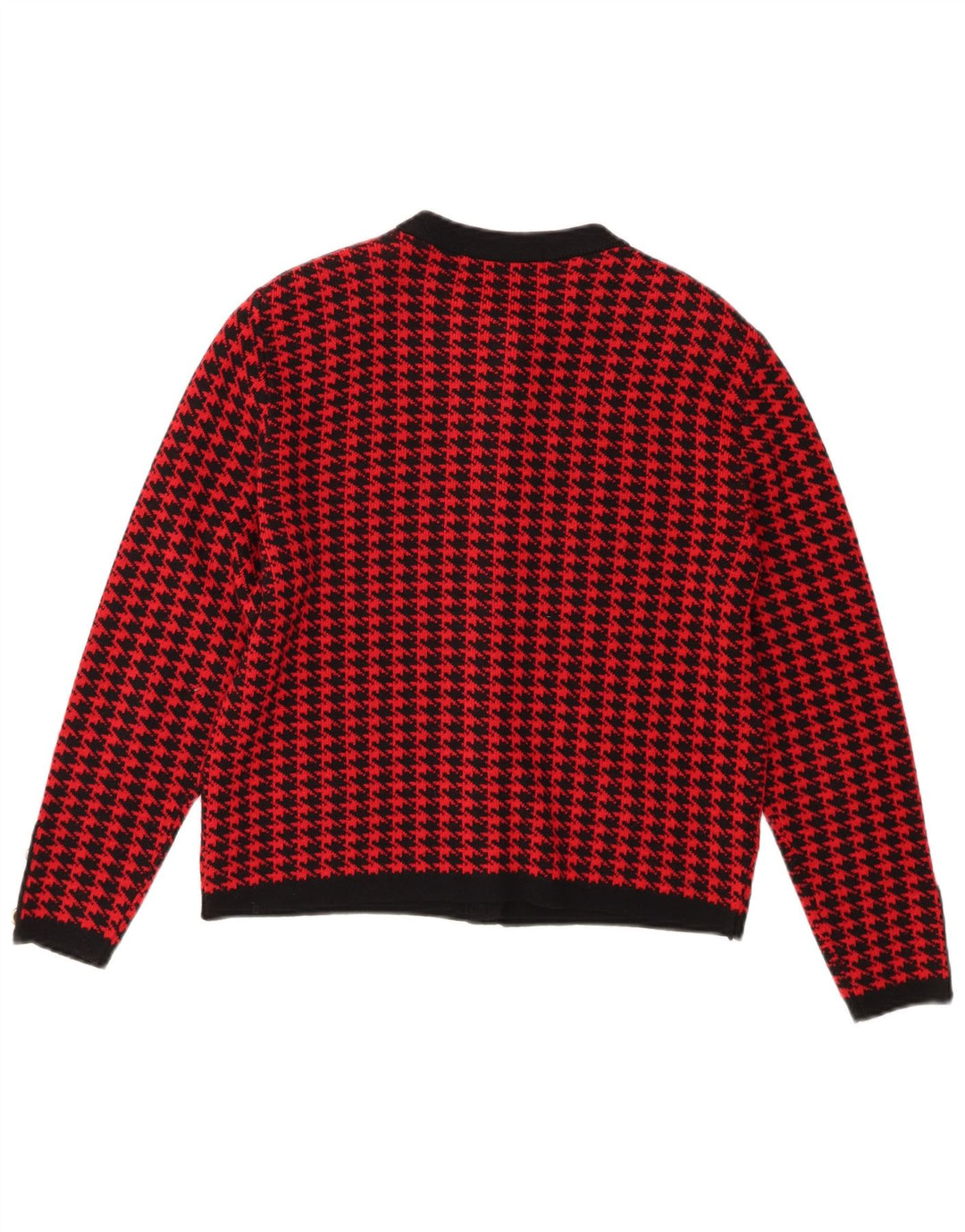 ST MICHAEL Womens Cardigan Sweater UK 12 Medium  Red Houndstooth Acrylic
