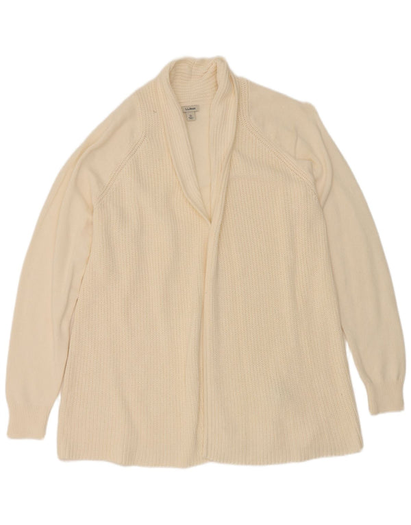 Pulover cardigan deschis pentru femei L.L.Bean UK 18 XL bumbac alb