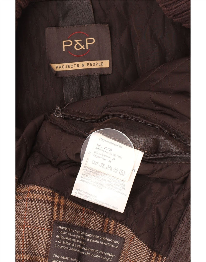 Jachetă de piele pentru bărbați P&P People UK 42 XL din piele maro