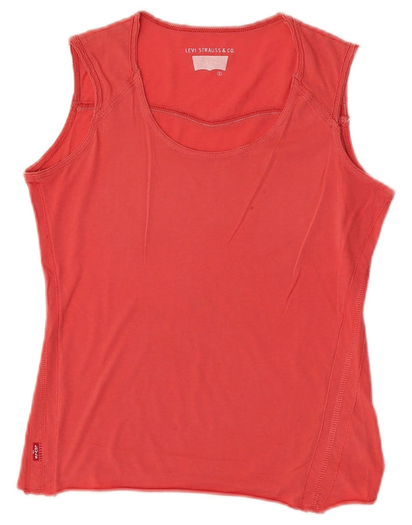 Levi's Womens Crop Vest Top UK 10 Small Red Bumbac