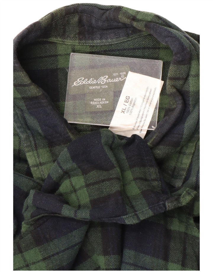 Cămașă de flanel pentru bărbați EDDIE BAUER XL, bumbac cu carouri verde