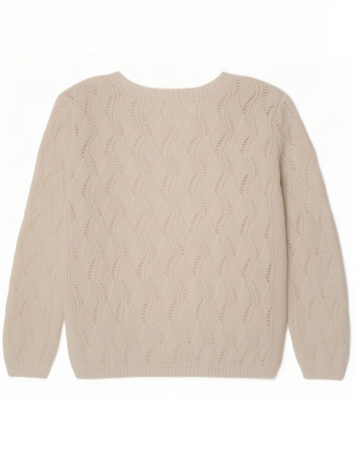 Pulover vintage pentru femei cu decolteu în V UK 14 Medium White