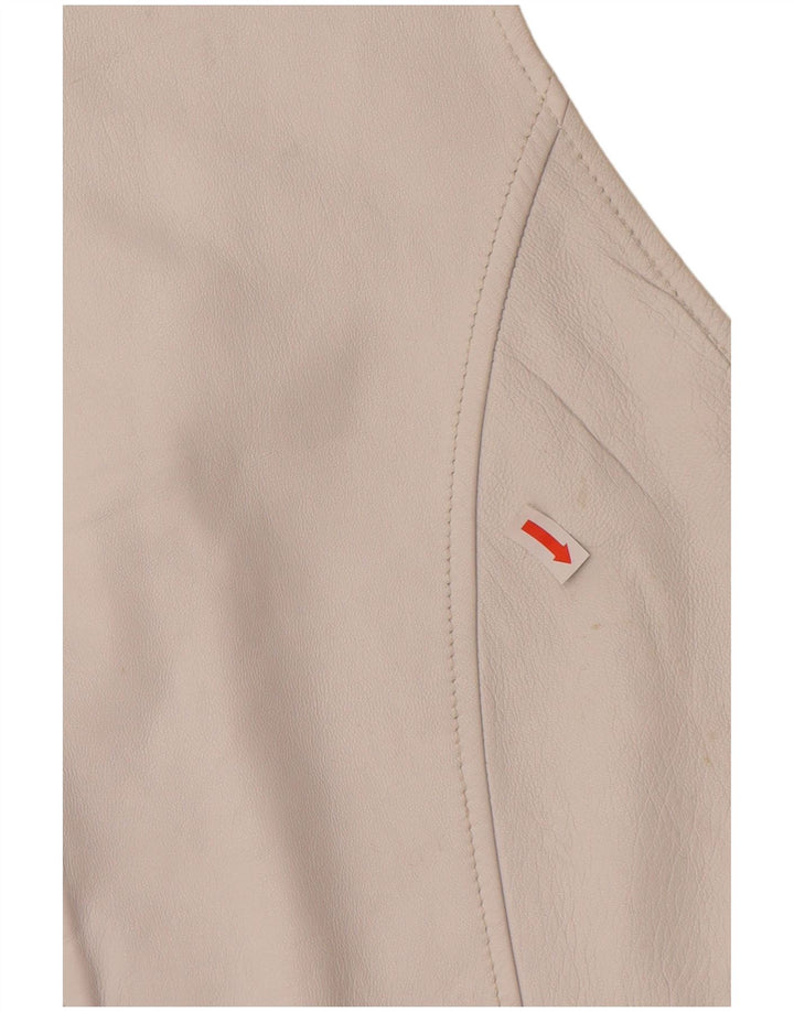 VINTAGE Gilet din piele pentru femei UK 12 Medium White