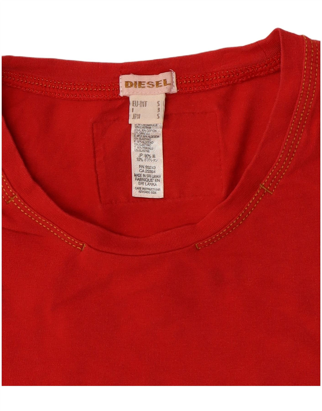 DIESEL Tricou pentru femei Top UK 10 Small Red Bumbac