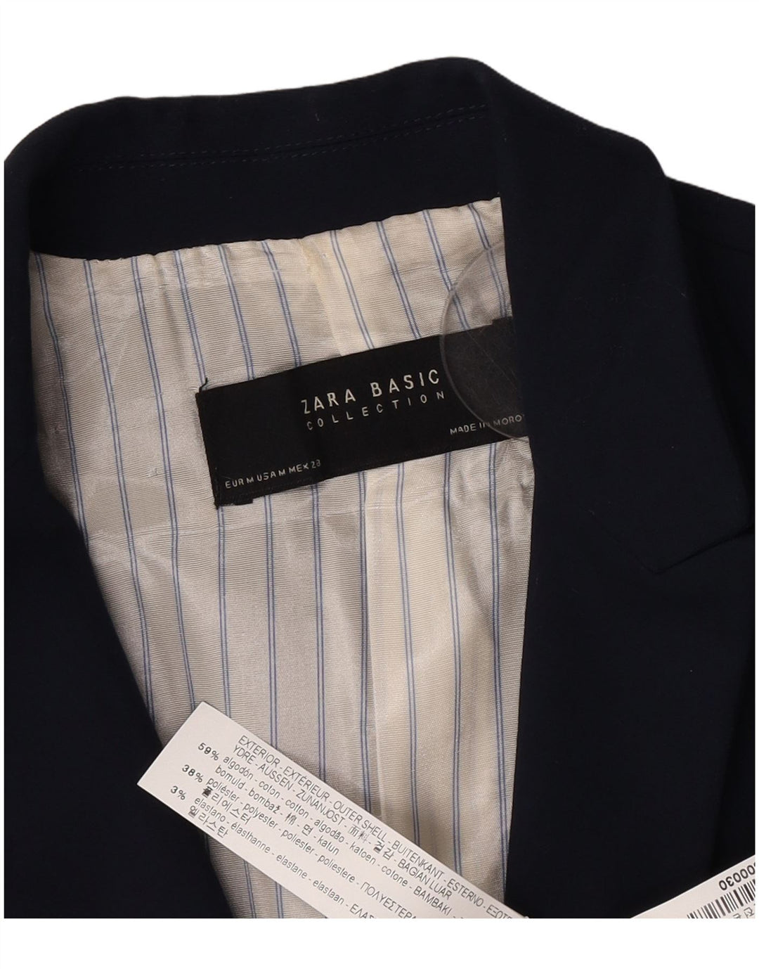 Blazer pentru femei Zara cu 1 nasture UK 12 Medium Bluemarin Bumbac