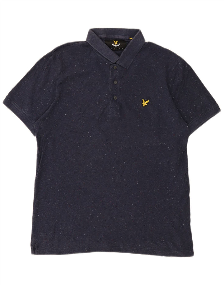 LYLE & SCOTT Tricou polo pentru bărbați, bumbac cu pete albastru bleumarin mediu