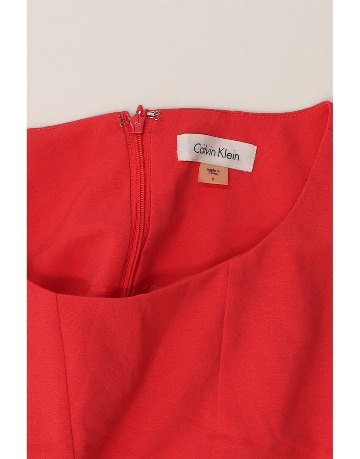 Rochie A-Line fără mâneci Calvin Klein pentru femei US 6 Medium Red Colorblock