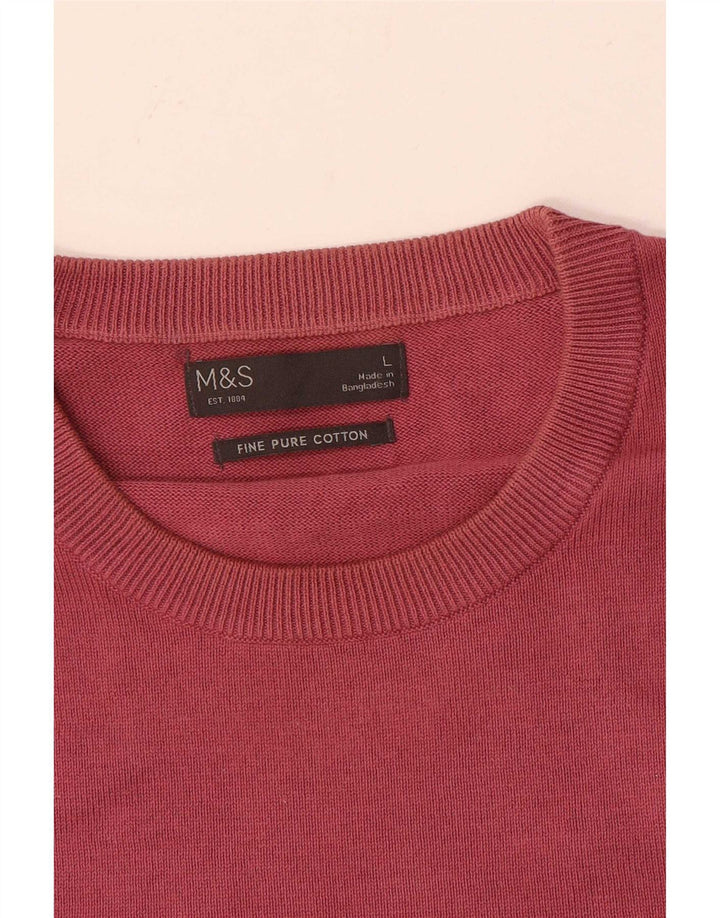 Pulover pentru bărbați Marks & Spencer cu gât roșu mare, bumbac