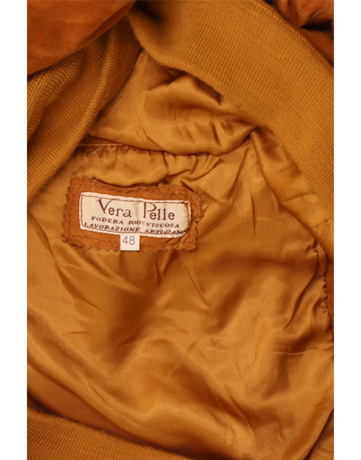 LAVORAZIONE ARTIGIANA Bomber de piele intoarsa pentru barbati IT 48 Medium Brown Leather