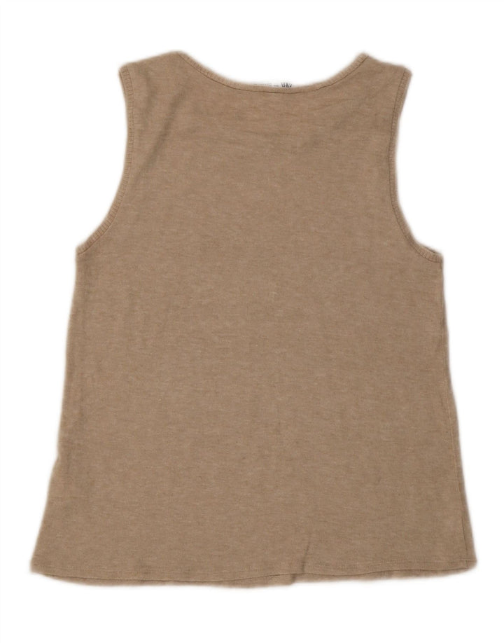 Vest Vest Top Femei Zara UK 12 Medium Bej Viscoză cu pături