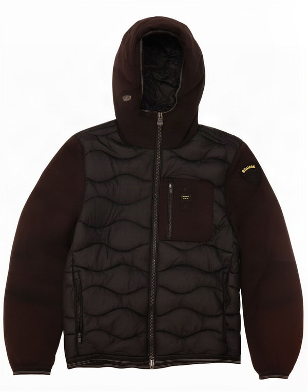 Blauer Jachetă căptușită cu glugă pentru bărbați UK 38 Medium Black Colorblock Polyamid