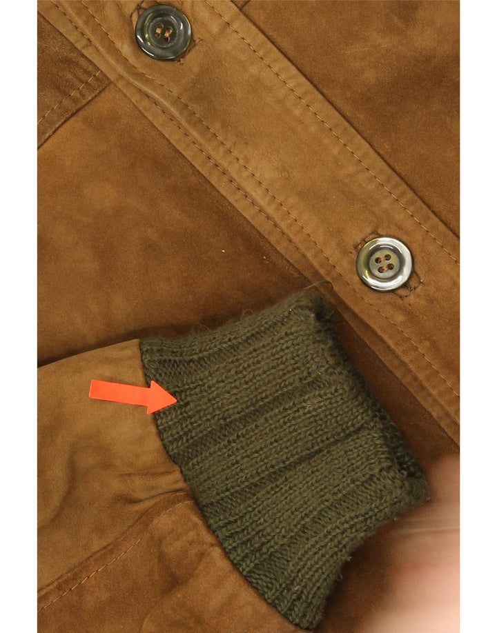 Jachetă vintage pentru bărbați din piele intoarsa UK 36, maro, color block