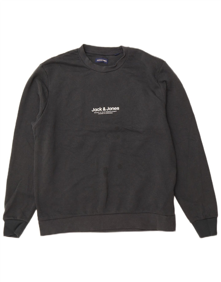 JACK & JONES Hanorac pentru bărbați Pulover mare din bumbac gri