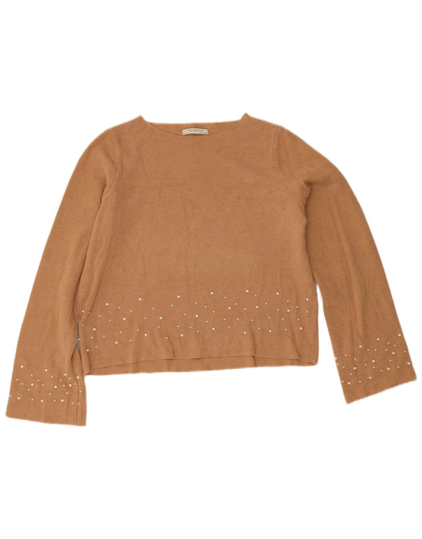 Bluză Crop oversized Trafaluc pentru femei Zara UK 10 Small Beige Spotted