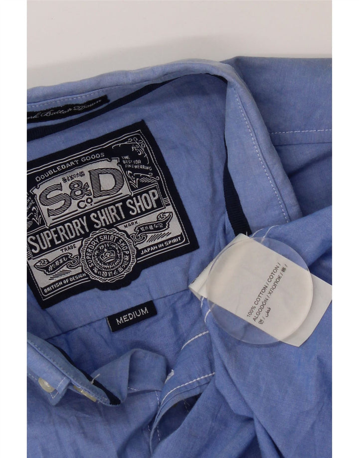 Cămașă cu mânecă scurtă pentru bărbați Superdry, bumbac albastru mediu