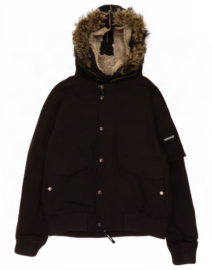 Jachetă bomber cu glugă pentru băieți Woolrich 13-14 ani XL negru