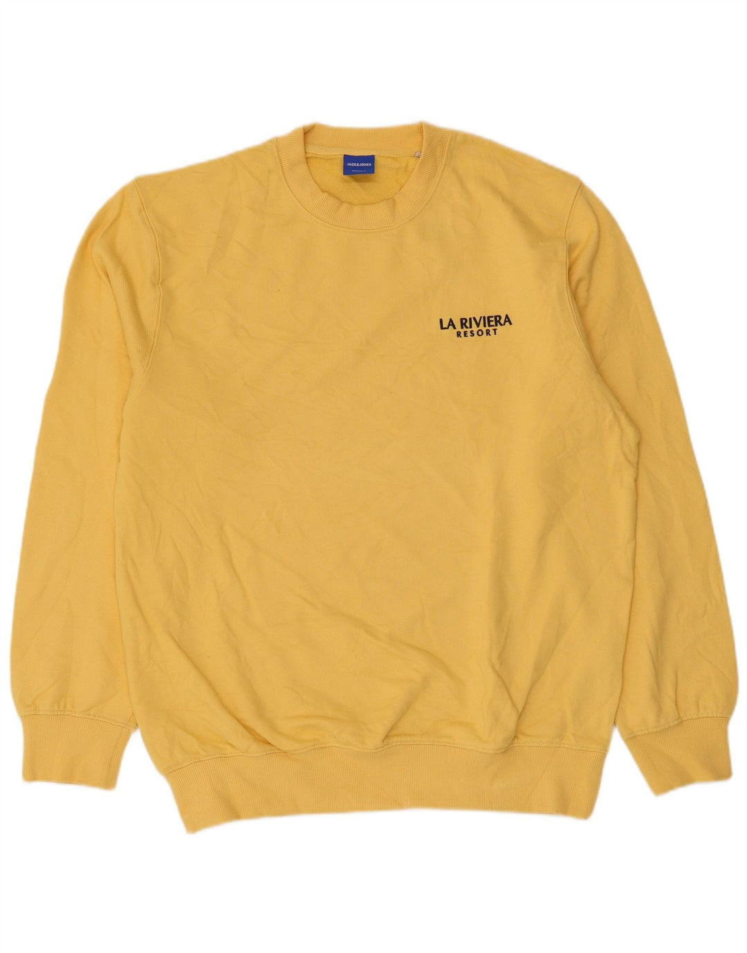 Jack & Jones Pulover grafic pentru bărbați, bumbac mare, galben