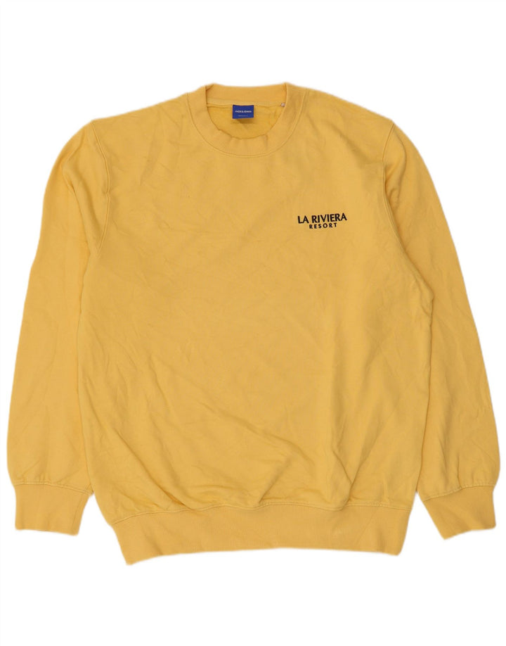 Jack & Jones Pulover grafic pentru bărbați, bumbac mare, galben