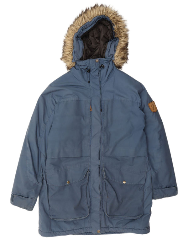 Jachetă parka cu glugă pentru femei Fjall Raven UK 16, mare, albastră, poliamidă