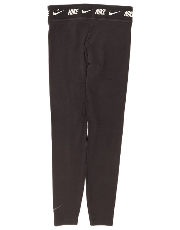 Leggings grafic NIKE pentru femei, cu ajustare strânsă, UK 12, bumbac mediu negru