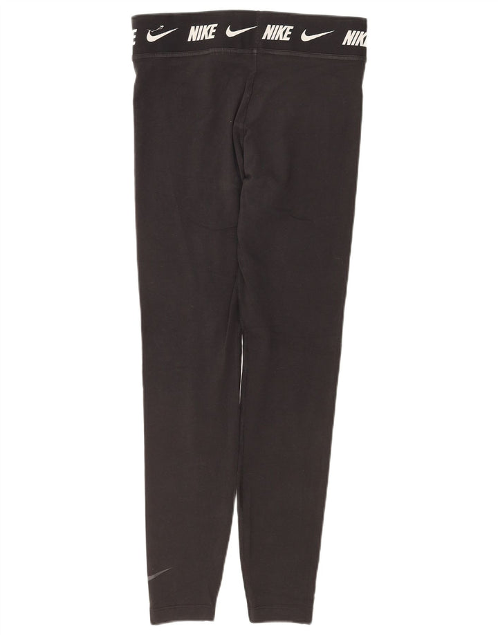 Leggings grafic NIKE pentru femei, cu ajustare strânsă, UK 12, bumbac mediu negru