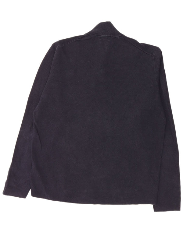 Pulover Massimo Dutti pentru bărbați, cu fermoar, cu gât, XL, bumbac bleumarin