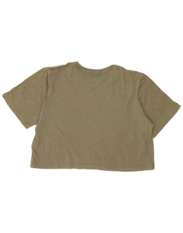 Tricou Adidas Crop Graphic Top pentru femei UK 12/14 Medium Khaki Bumbac