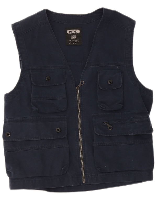 Weipper Mens Utility Gilet UK 38 Medium Navy Blue Cotton