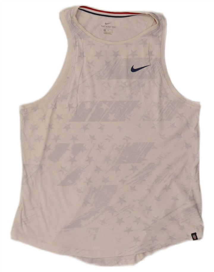 Top cu vestă grafică Nike pentru femei UK 12, bumbac alb mediu